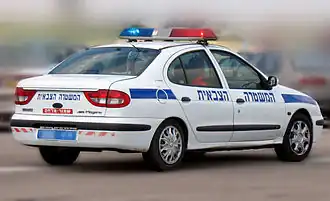 An Israeli military police patrol car, a Renault Mégane.