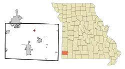 Location of Diamond, Missouri