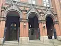 Main entrance on north side of church in Lombard Romanesque style