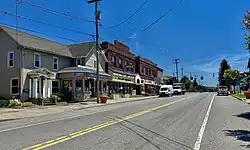 View along North Main Street in the town center as seen in June 2021