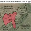A map of the state highlighting its location next to other states, such as the South Chahar Autonomous Government