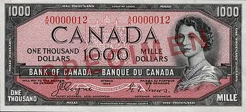$1000 banknote, "Devil's Head" printing