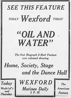 Black and white newspaper advertisement for the film
