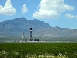 One of the three towers of the Ivanpah Solar Power Facility