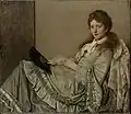 A portrait of his wife Luise Scholderer on the Ottoman