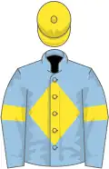 Light blue, yellow diamond, armlets and cap