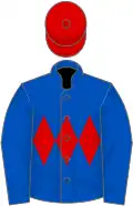 Royal blue, red triple diamond and cap