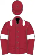 Maroon, white epaulets and armlets