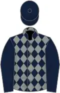 Dark blue, grey diamonds on body