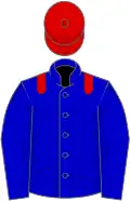 Blue, red epaulets and cap