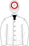WHITE, white cap, red hoop
