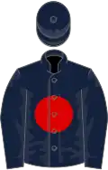 Dark blue, red disc