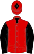 Red, black sleeves, red cap, black diamond