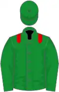 GREEN, red epaulettes, green cap