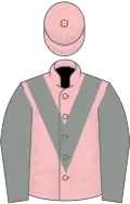 Pink, grey chevron and sleeves, pink cap