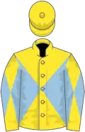 Yellow and light blue diabolo, yellow cap