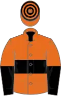 ORANGE, black hoop, halved sleeves, hooped cap