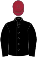 Black, maroon cap