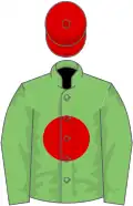 Light green, red disc, red cap