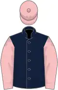 Dark blue, pink sleeves and cap
