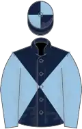 Dark Blue and Light Blue diabolo, Light Blue sleeves, quartered cap