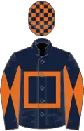 Dark Blue, Orange hollow box, diabolo on sleeves, check cap