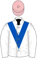 White, royal blue chevron, pink cap