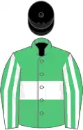 Emerald Green, White hoop, striped sleeves, Black cap