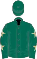 Dark green, beige stars on sleeves