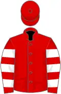 Red, white hooped sleeves