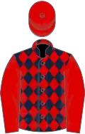 Dark Blue and Red diamonds, Red sleeves and cap