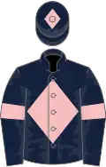 Dark blue, pink diamond, armlets and diamond on cap