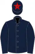 Dark blue, red star on dark blue cap
