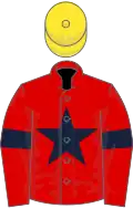 Red, dark blue star and armlets, yellow cap