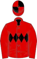 RED, black triple diamond, quartered cap