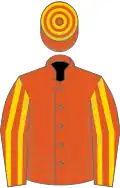 Flame, gold striped sleeves