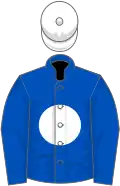 Royal blue, white disc and cap
