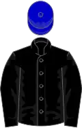 Black, blue cap