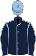 Dark blue, light blue seams, light blue cap
