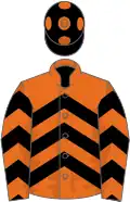 ORANGE and BLACK CHEVRONS, black cap, orange spots