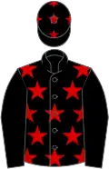 Black, red stars, black sleeves