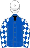 Royal blue, white epaulets, diamonds on sleeves, white cap