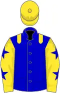 Blue, yellow epaulets, yellow sleeves, blue stars, yellow cap