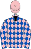Royal blue and pink diamonds, pink cap