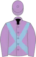 Mauve, light blue cross belts