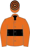 Orange, black hoop on body, hooped cap