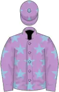 Mauve, light blue stars