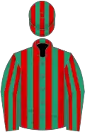 Emerald green and red stripes