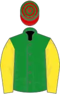 Green, yellow sleeves, red and green hooped cap