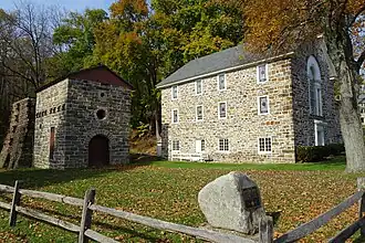 Oxford Furnace next to the Oxford Methodist Church (formerly the grist mill/granary)